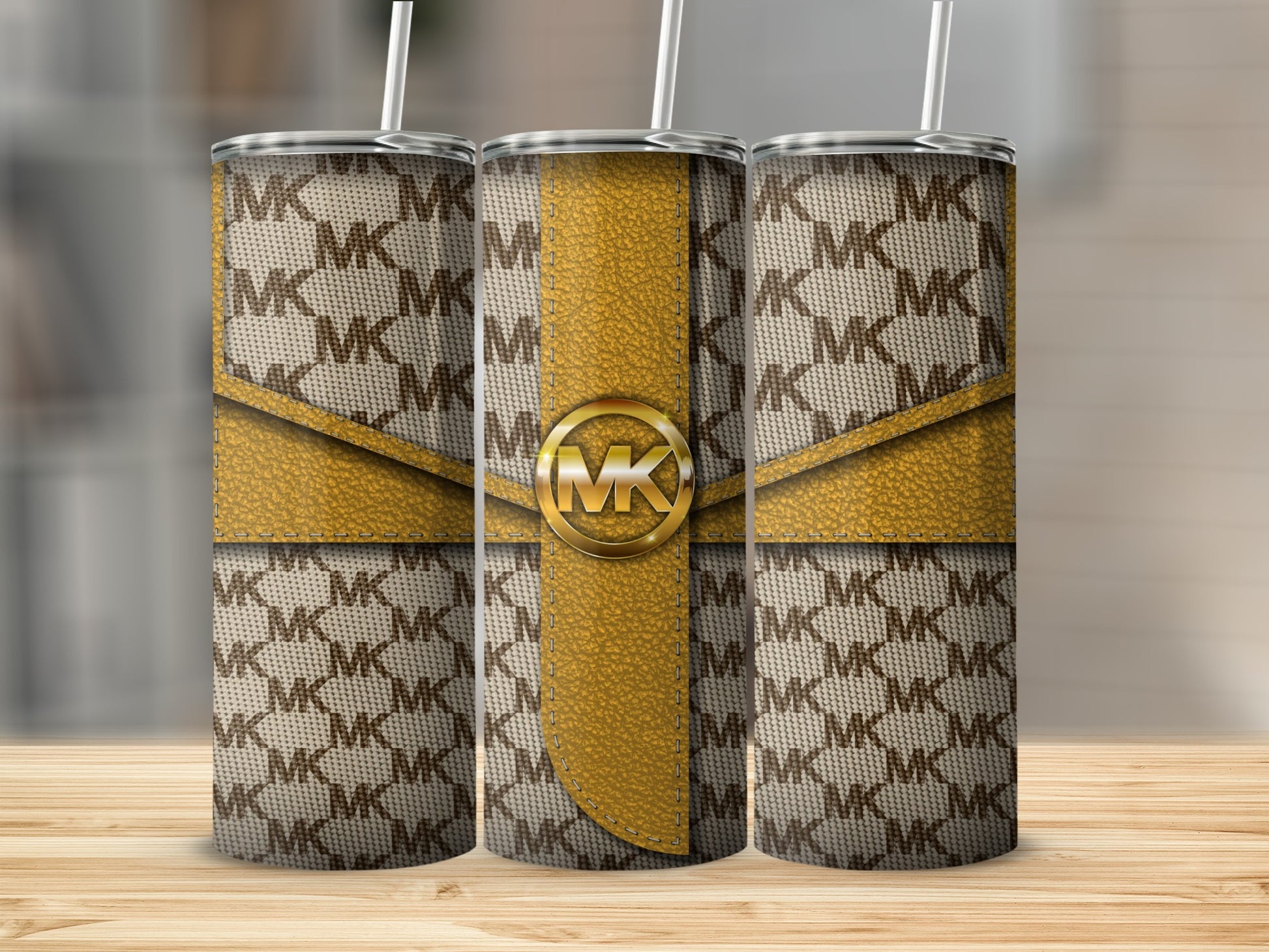 Stylish monogram tumbler with sleek gold accent design