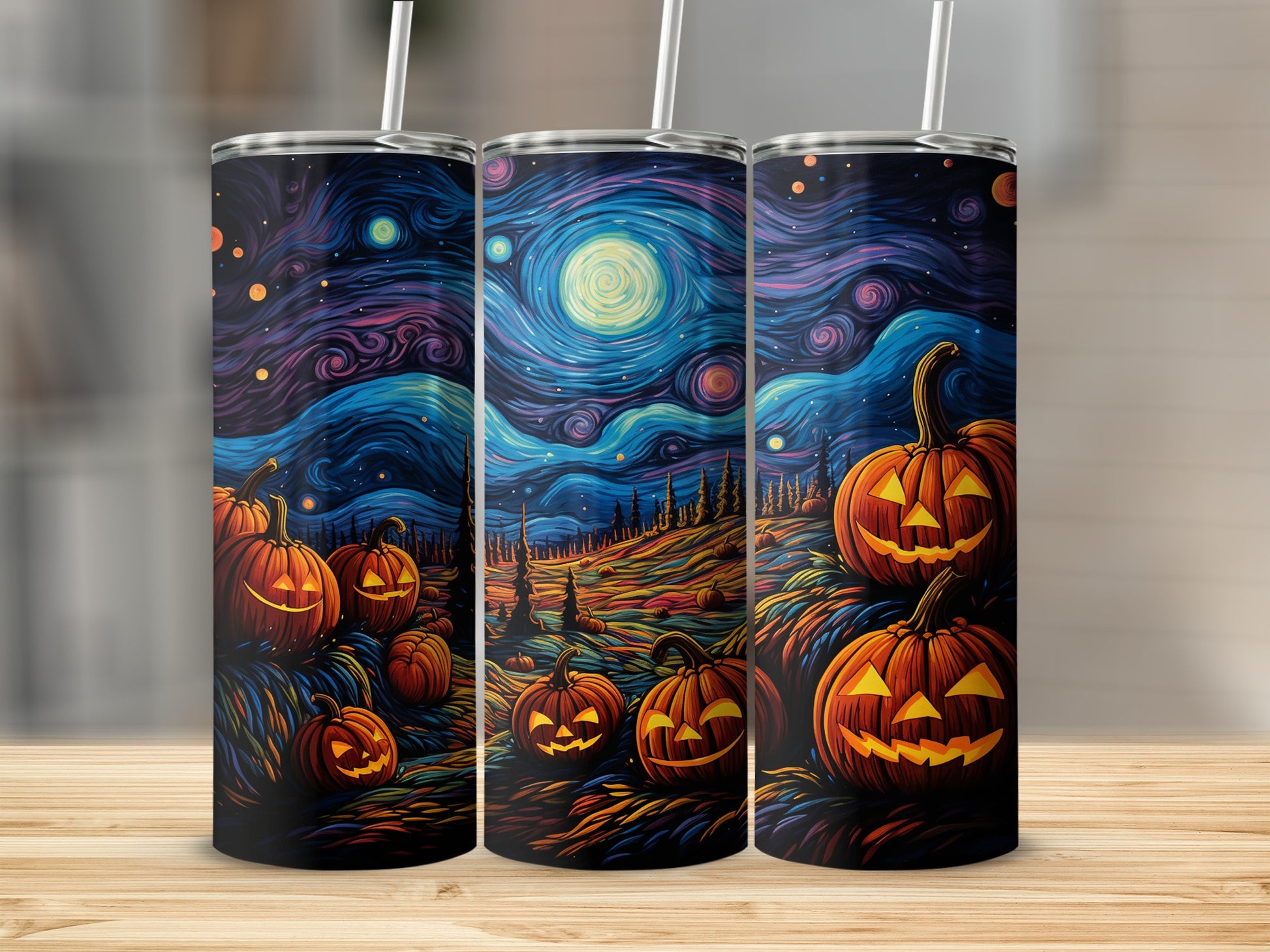 Starry Night Halloween Pumpkin Tumbler product