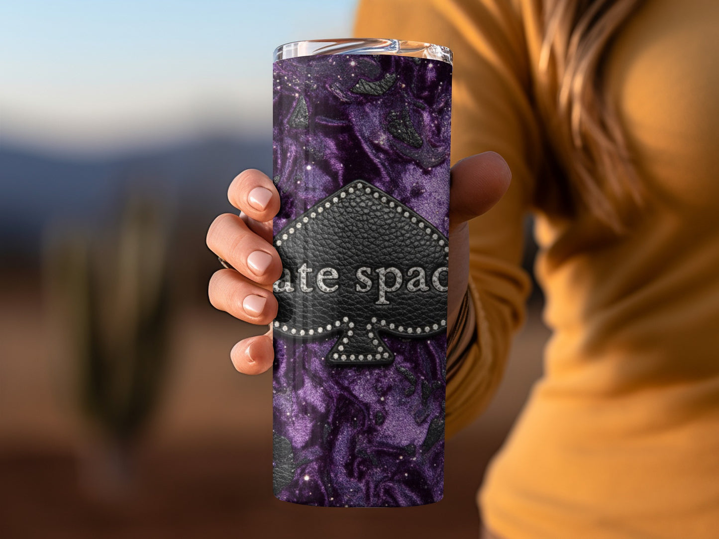 Kate Spade Inspired Spade on Purple Galaxy Swirls Tumblers