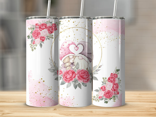 Gnomes with Roses Glitter Effects Design Tumbler