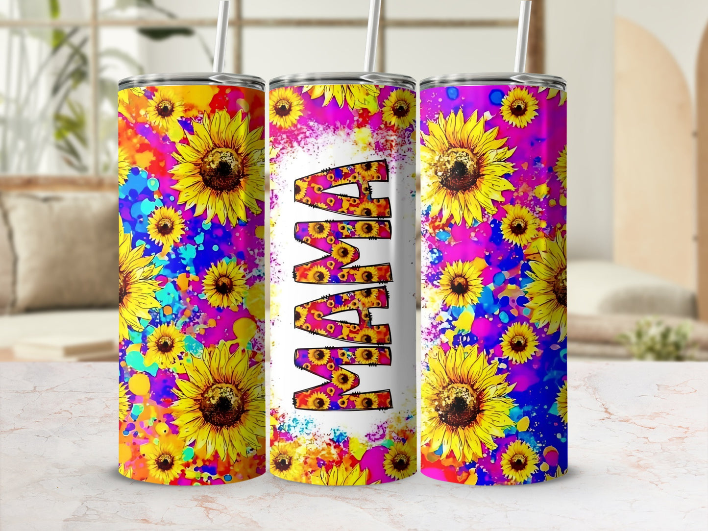 Colorful Sunflower Mama Design Tumbler Product