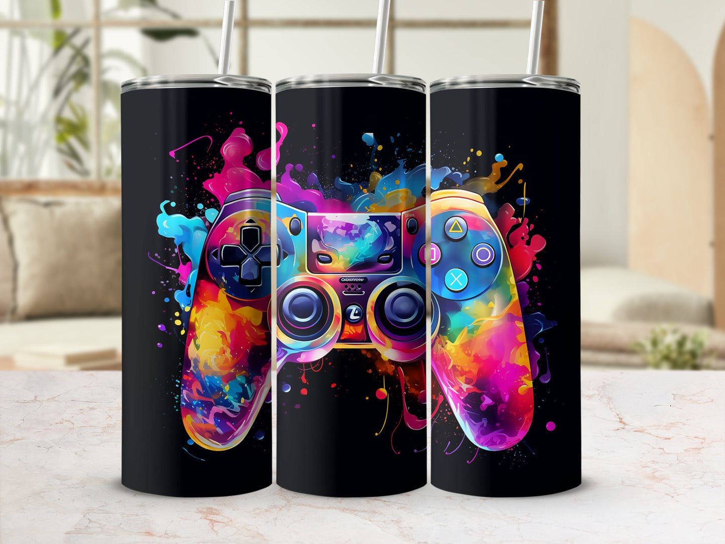 Vibrant Gaming Controller Design Drinkware Product