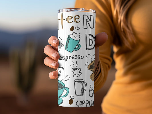 Trendy Coffee Themed Insulated Tumbler Travel Mug