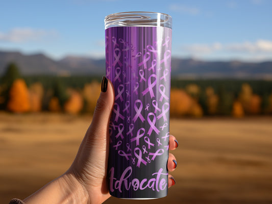 Advocate Purple Ribbon Design Tumbler for Awareness
