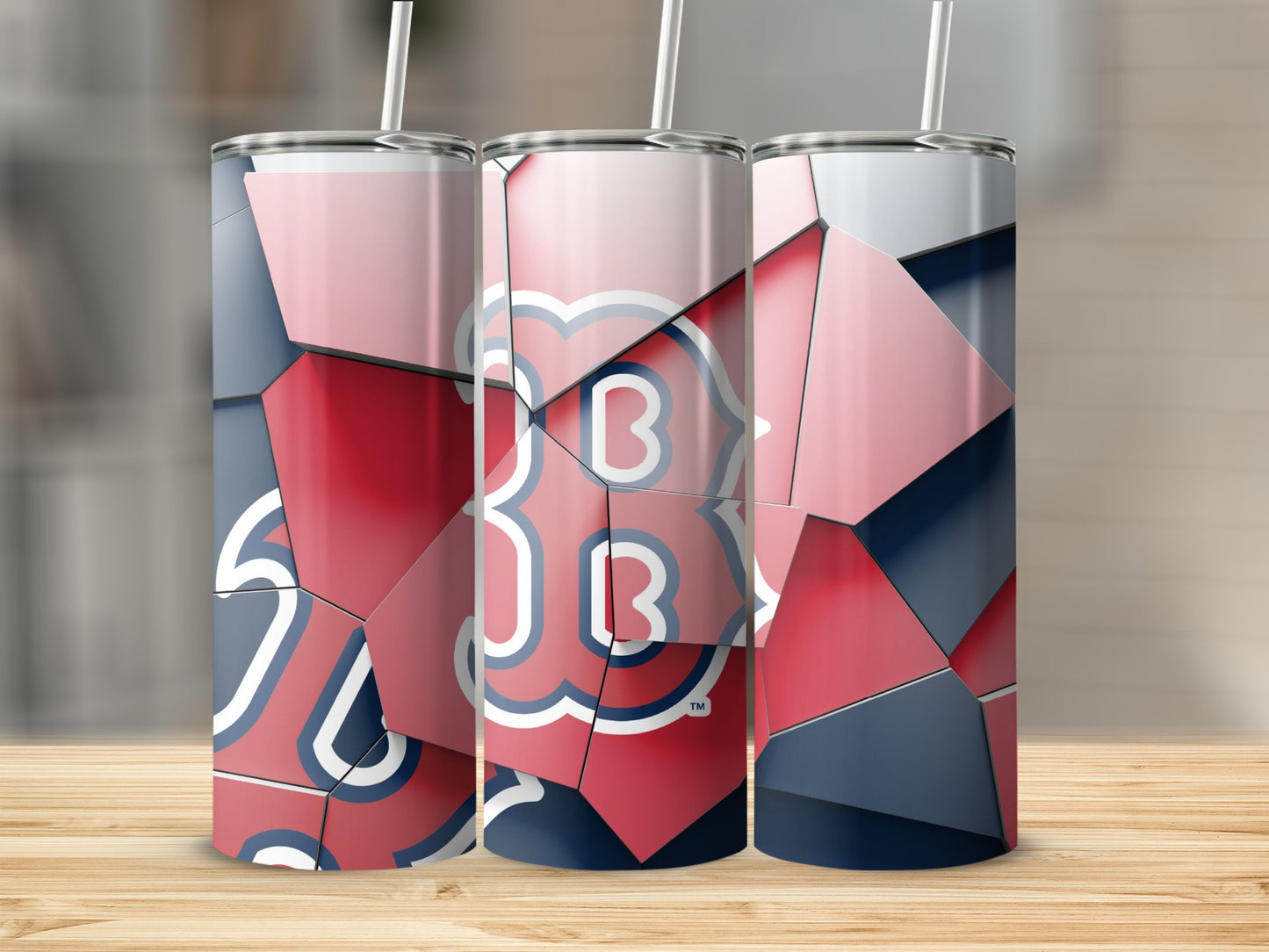 Fragmented B Logo Red and Blue Abstract Tumblers
