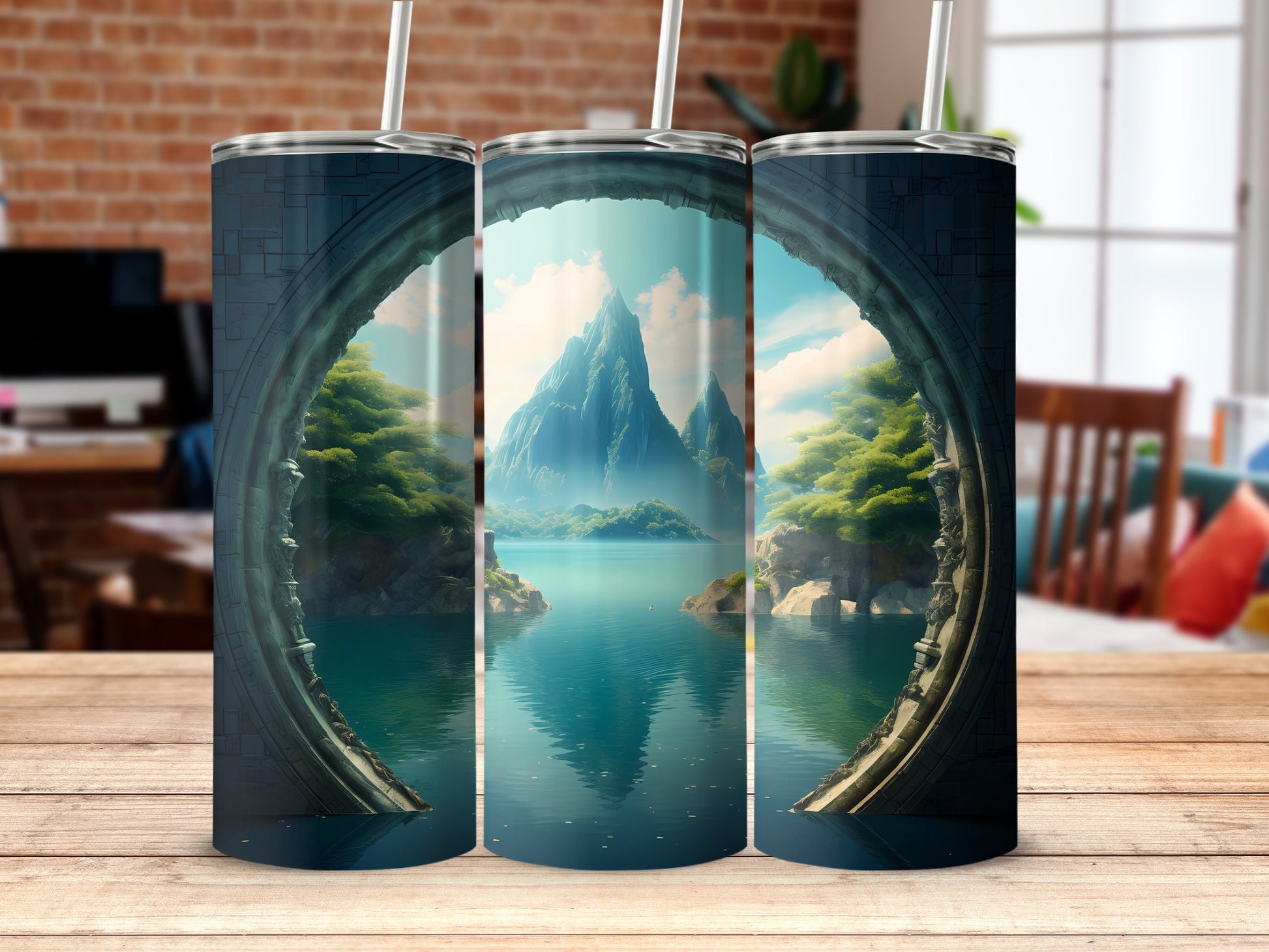 Fantasy Window View Mountains Water Scene Tumbler product type
Tumbler
Travel Mug
Nature Scene
Mountain Landscape
Lake View
Fantasy Art
Scenic Design
Drinkware
Gift Idea
Unique Tumbler
Outdoor Theme
Greenery Design
Blue Water
Sky Clouds
Serene Image
Archway Decor
Window Scene
Mystical View
Mountain Peaks
Water Reflections