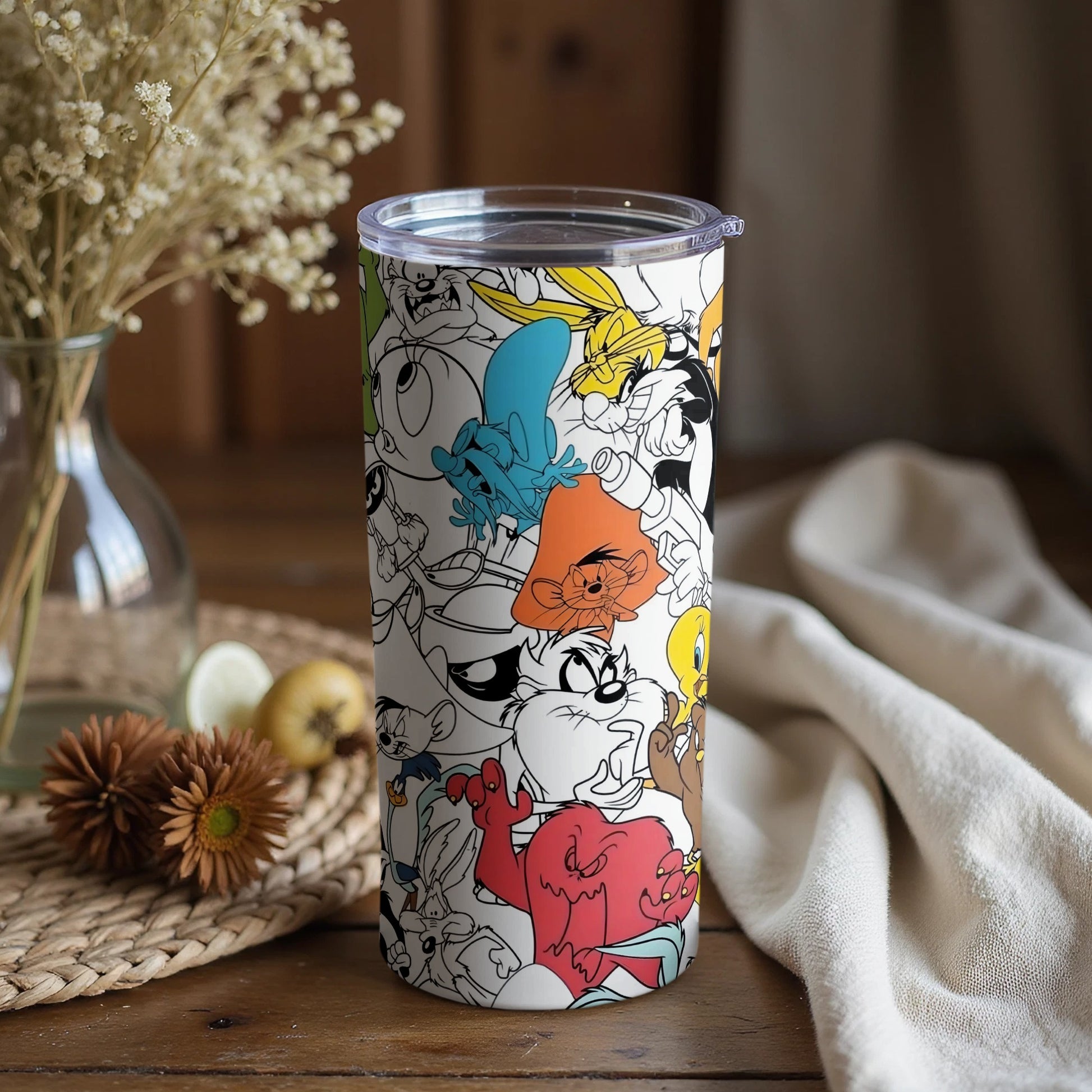 Classic Cartoon Character Collage Drinking Tumbler