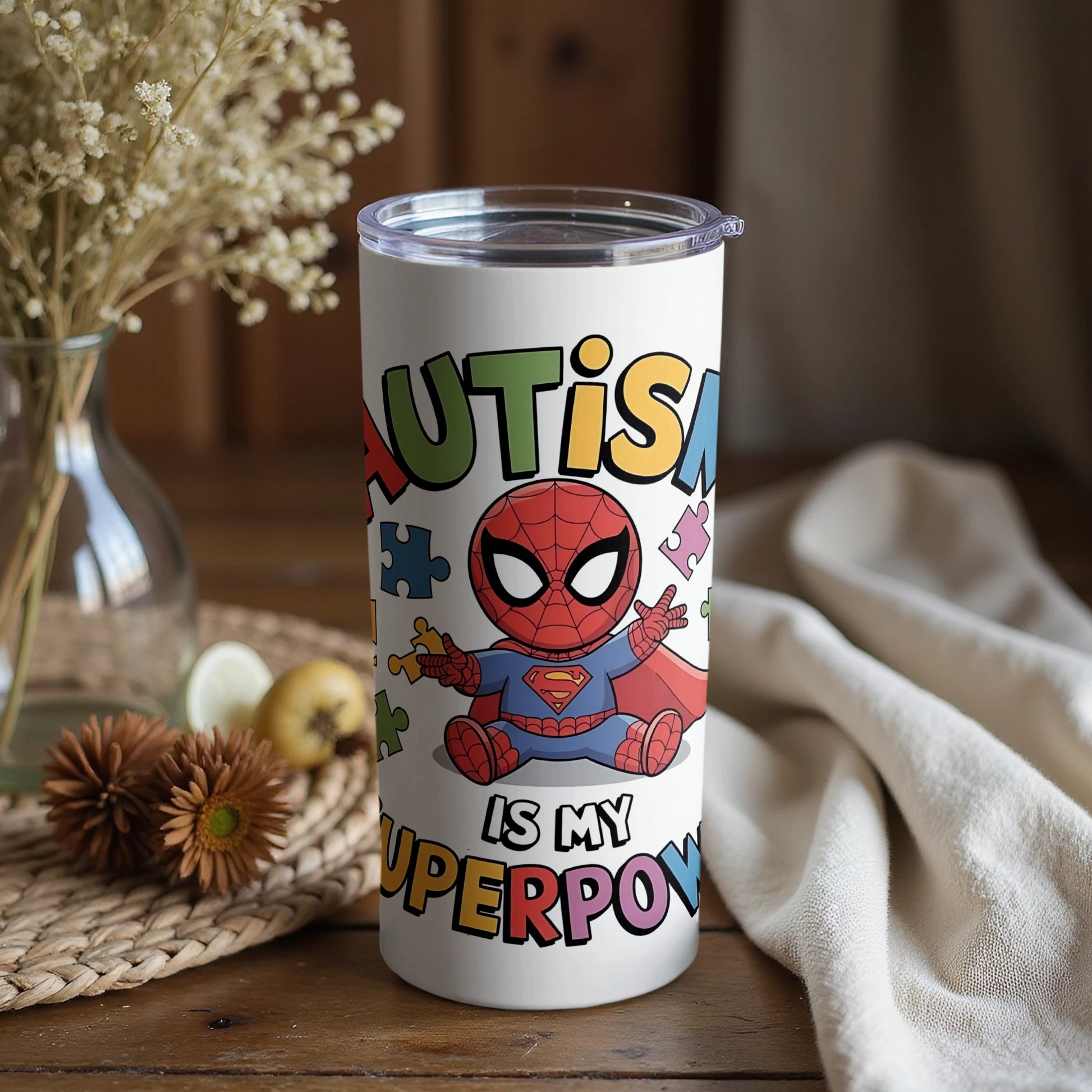Autism is My Superpower colorful tumbler for kids