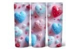 Valentine Blue, Pink, and Red Heart tumbler