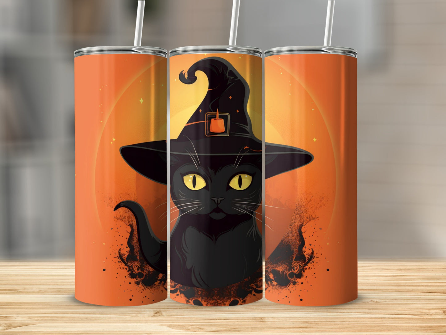 Halloween Witch Cat Tumbler for Spooky Season Enthusiasts