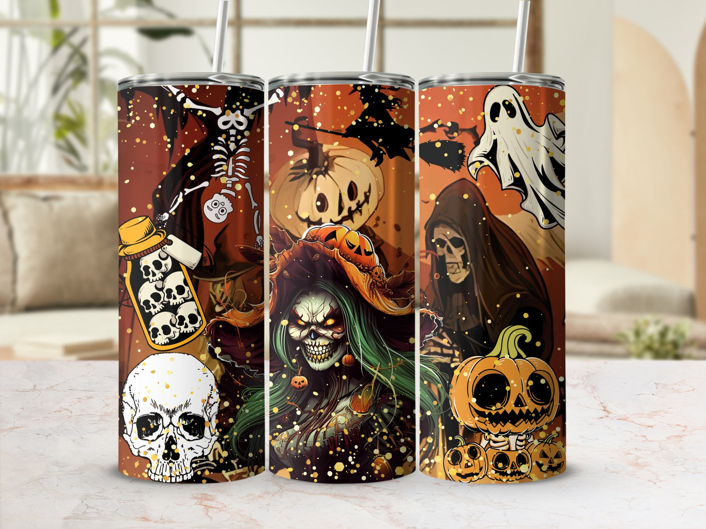 Halloween Themed Spooky Scene Design Tumbler