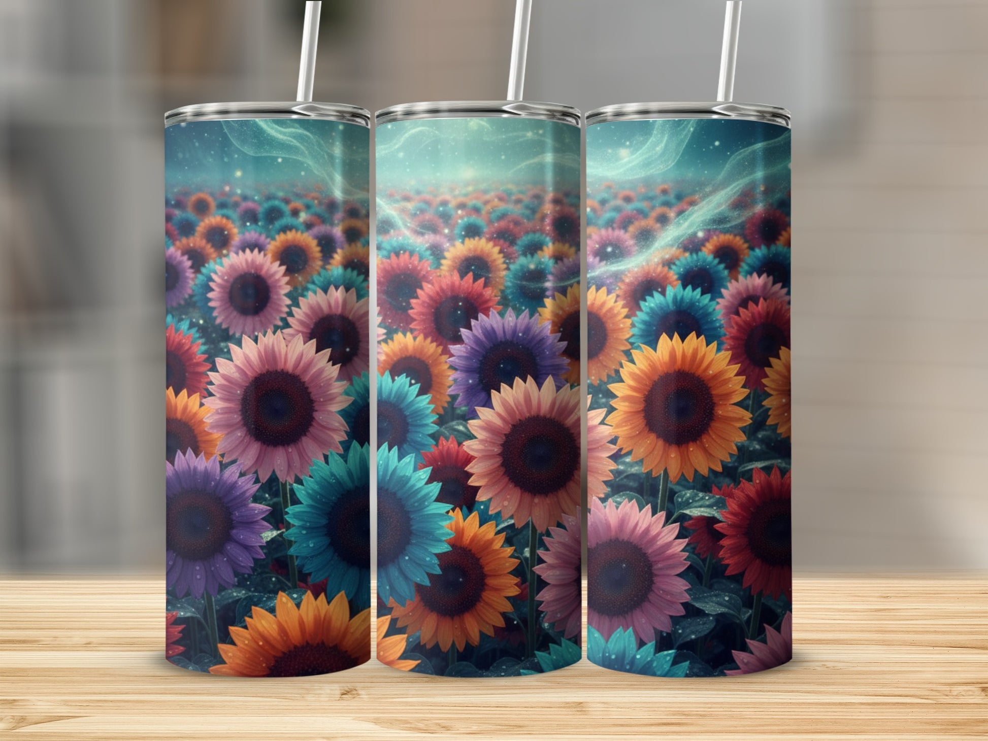 Colorful Sunflower Field Tumbler Set for Everyday Use