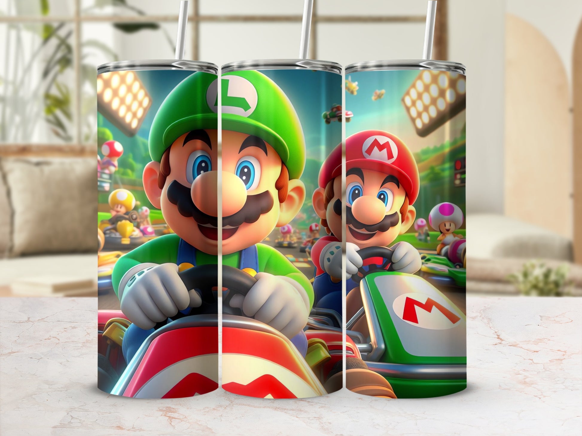 Mario and Luigi Kart Racing Tumbler Set