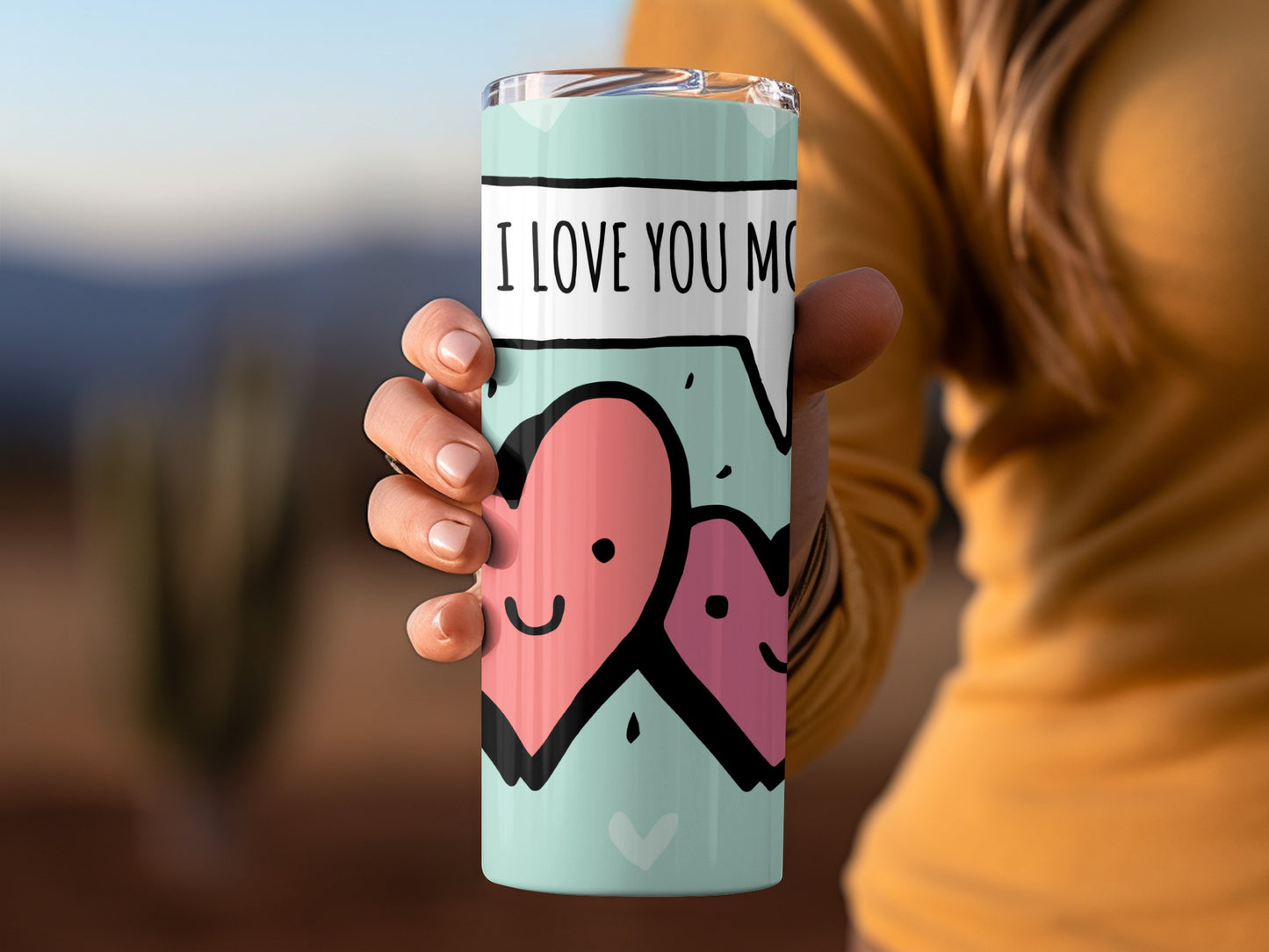 I Love You More Heart Design Tumbler Cup