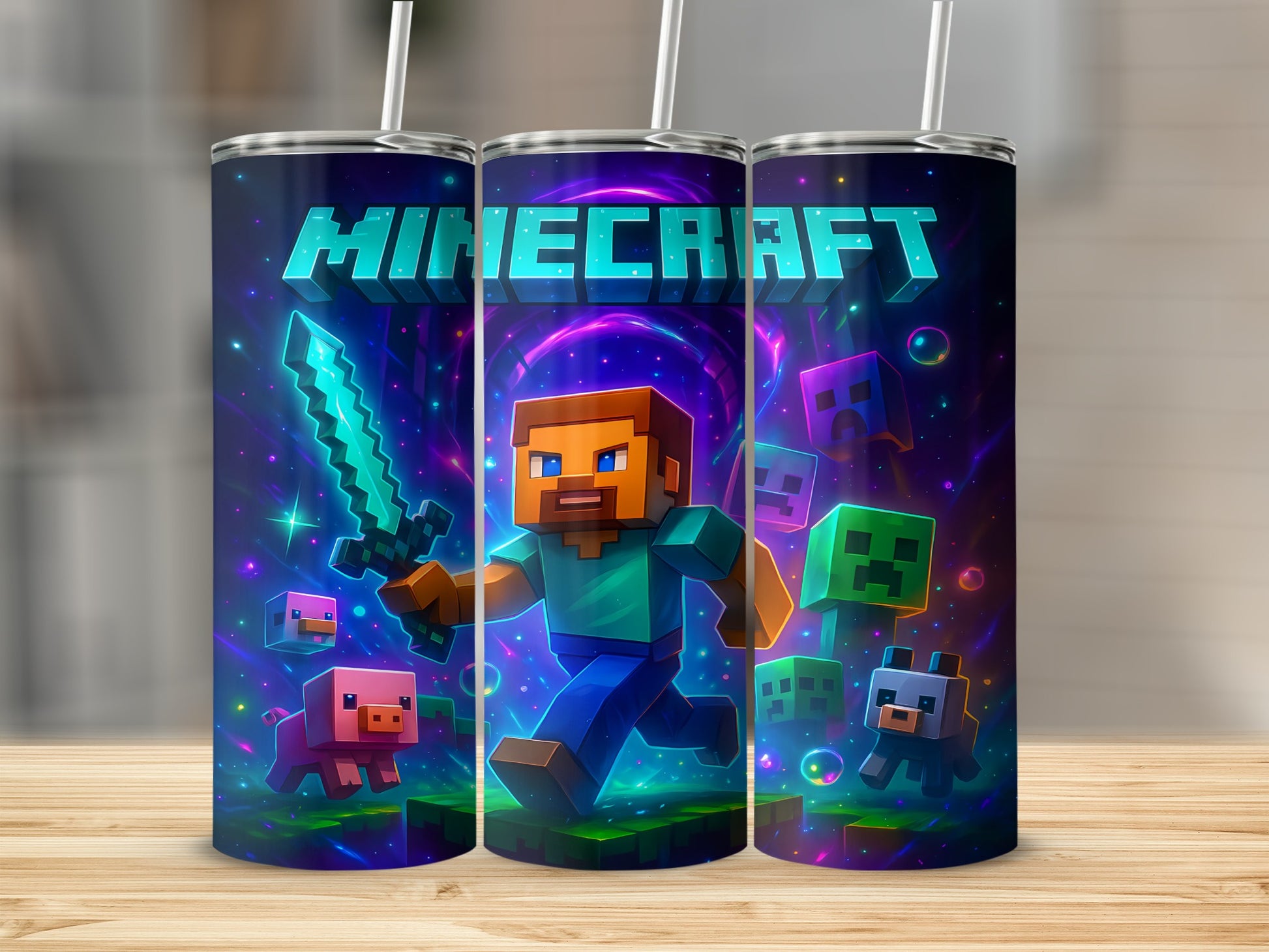 Minecraft Character and Monsters Travel Tumbler