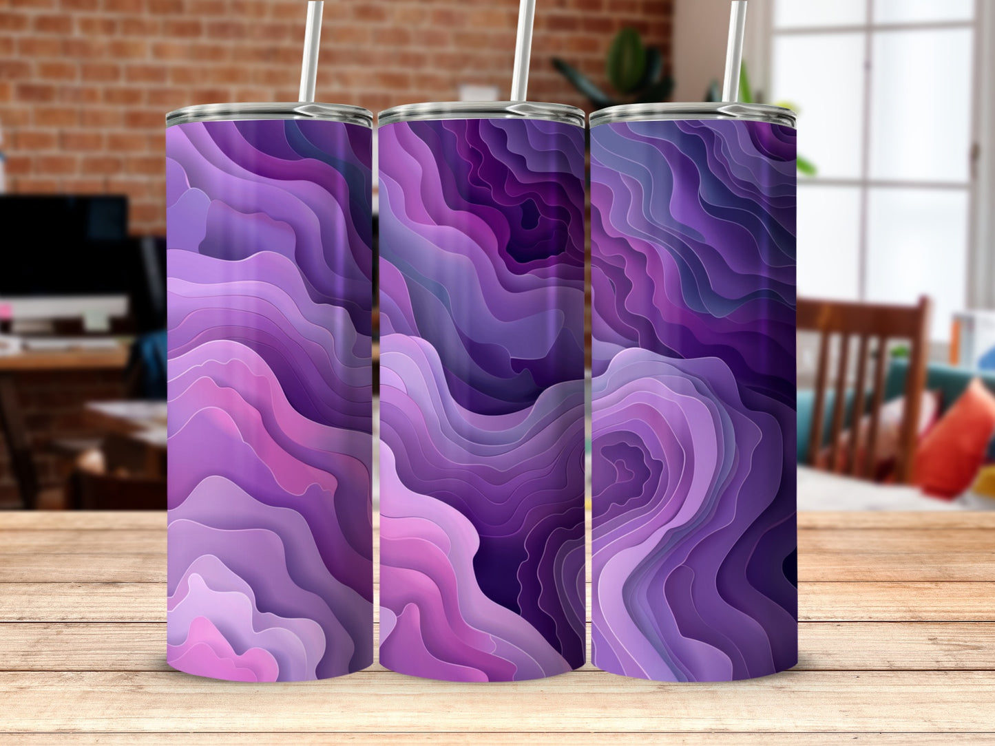 Purple Abstract Wave Design Tumbler for Beverages