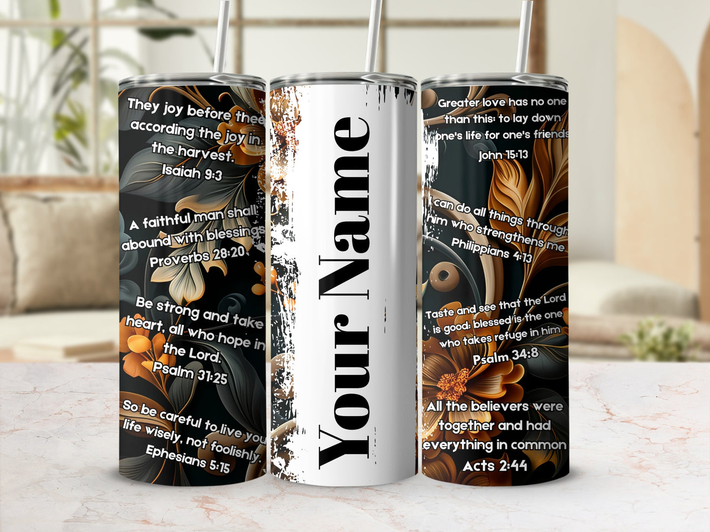 Inspirational Bible Verses Design Customizable Tumbler