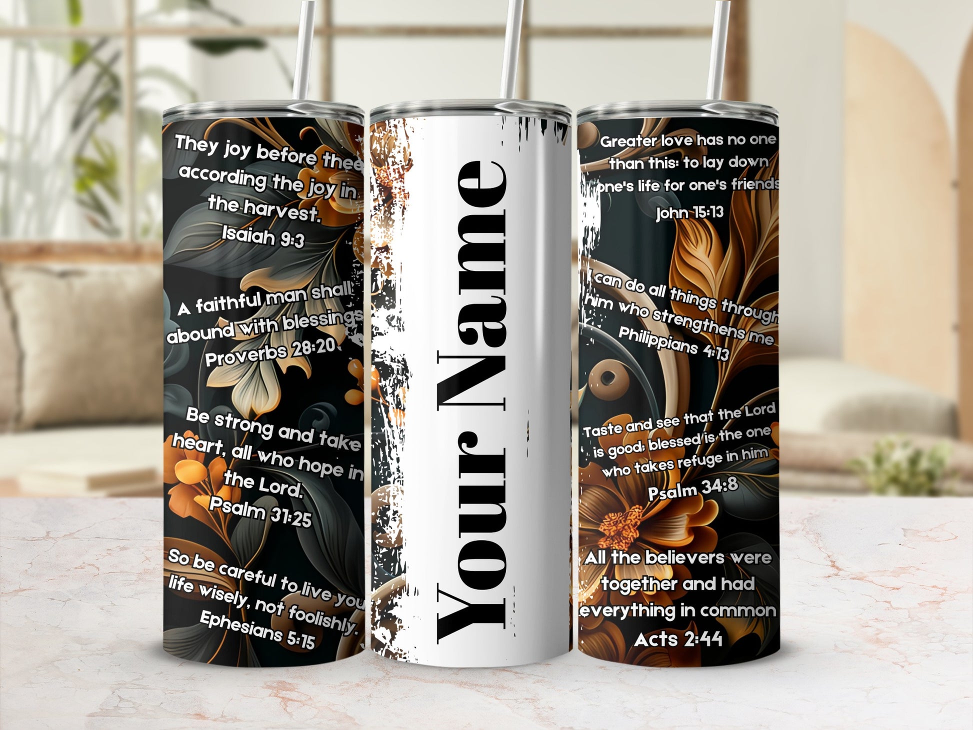 Inspirational Bible Verses Design Customizable Tumbler