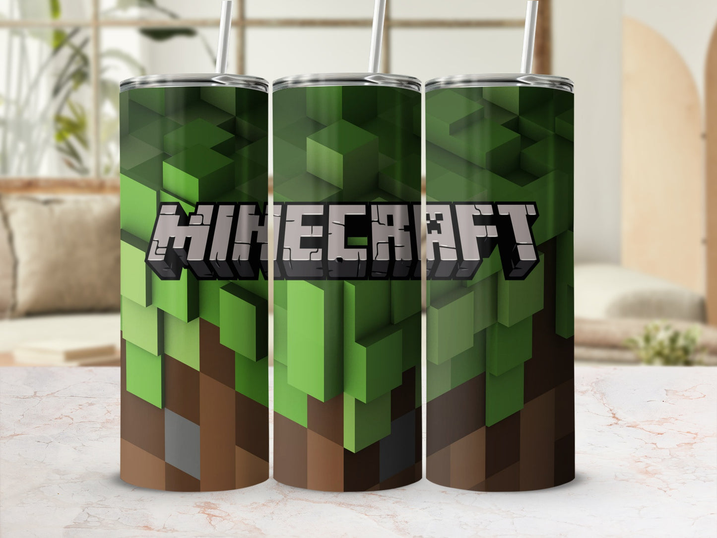 Minecraft Blocky Graphic Gaming Logo Green Brown product type