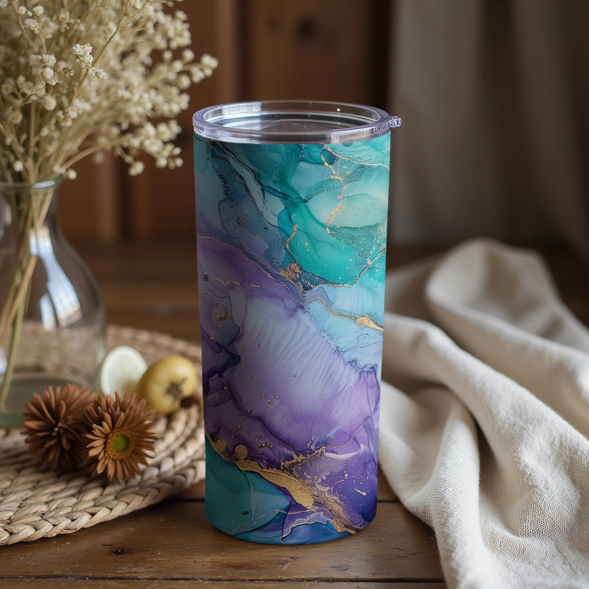 Elegant Colorful Marbled Design Tumbler for Daily Use