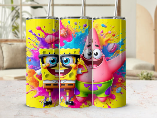 Vibrant Cartoon Characters Colorful Splash Tumbler