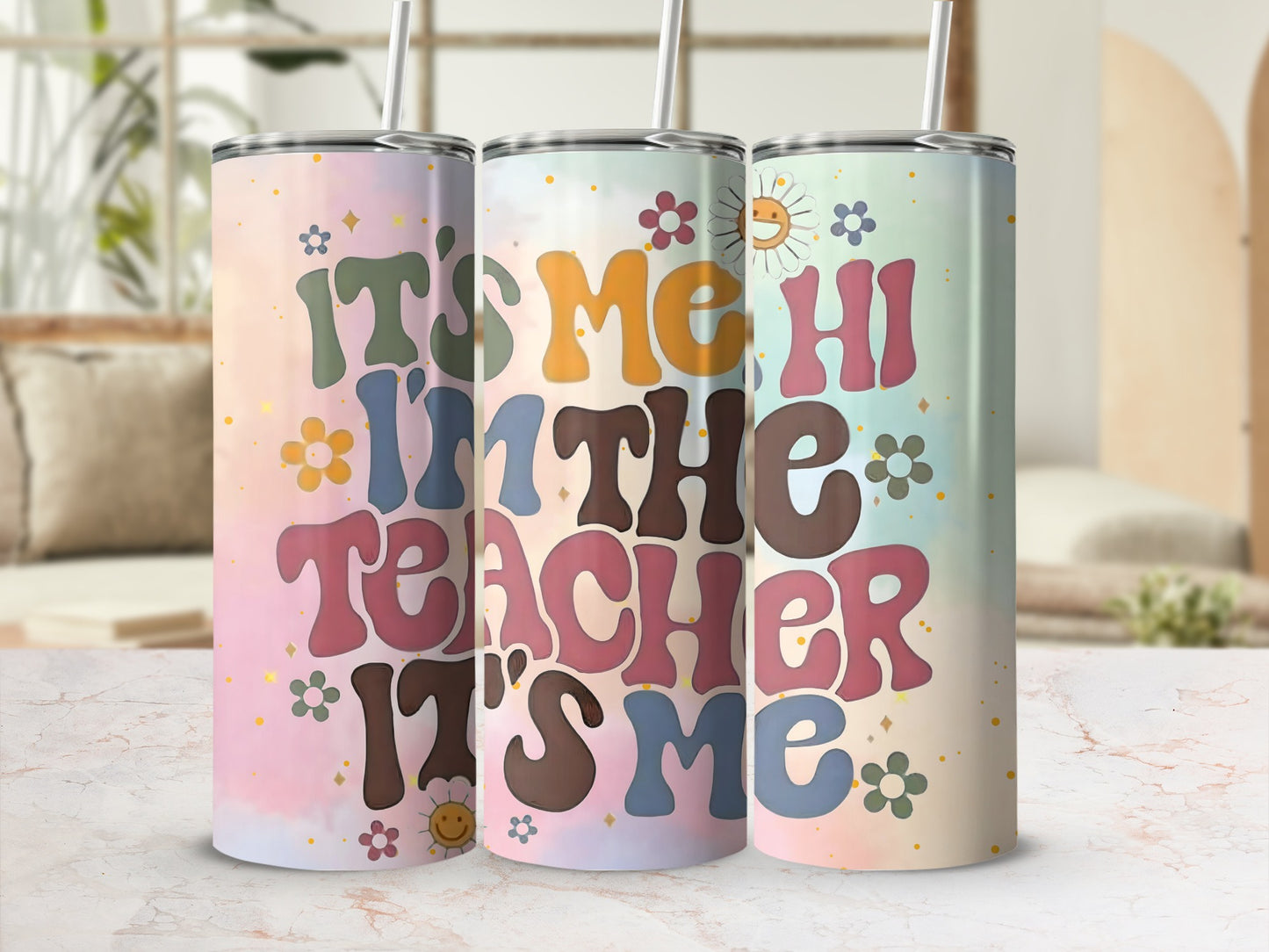 Retro Style Hi I'm The Teacher Insulated Tumbler