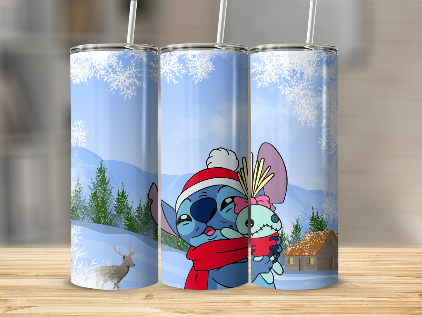 Cute Winter Scene Character Themed Tumbler