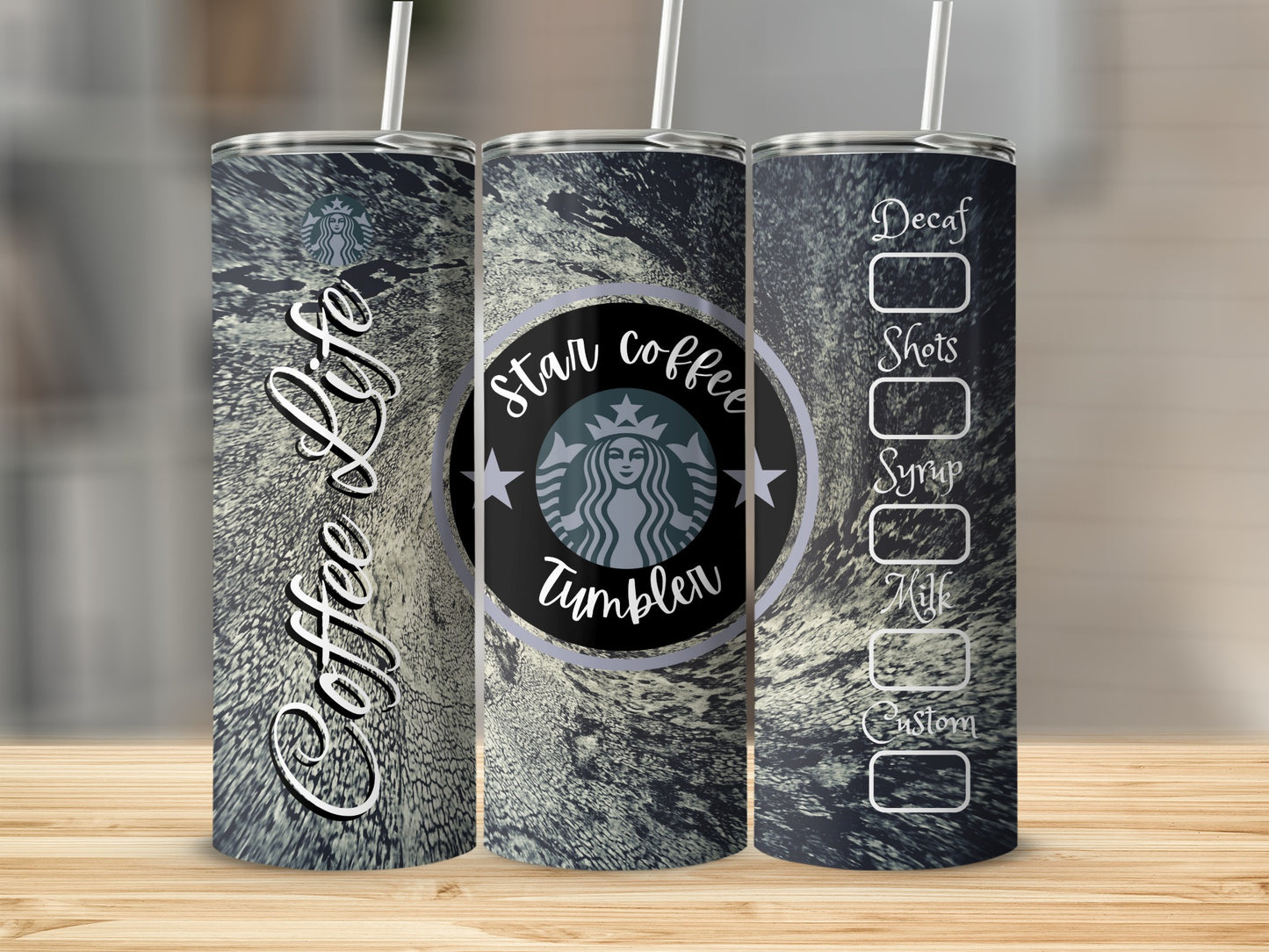 Star Coffee Life Decaf Shots Syrup Milk Custom Tumbler