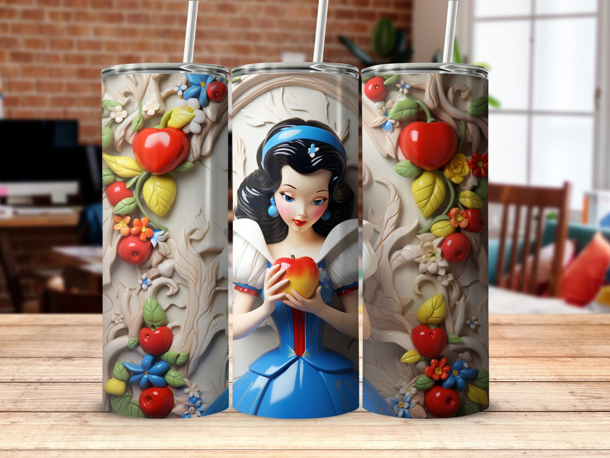 Snow White and Apple Art White Tumbler Product