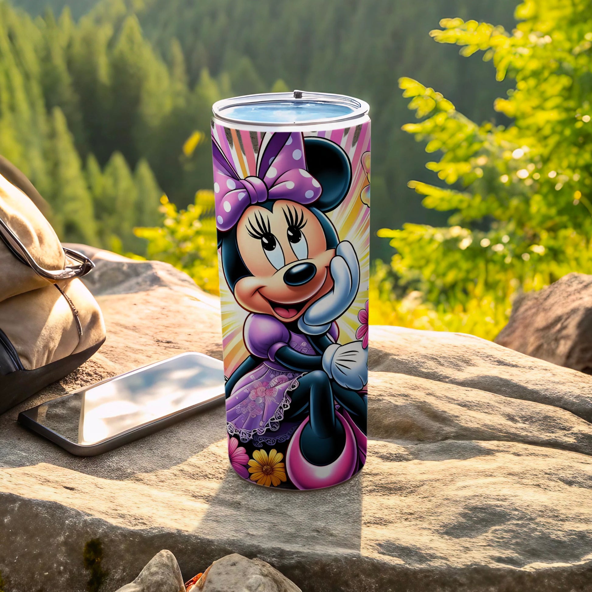 Minnie Mouse Tumbler with Pink Bow and Purple Dress