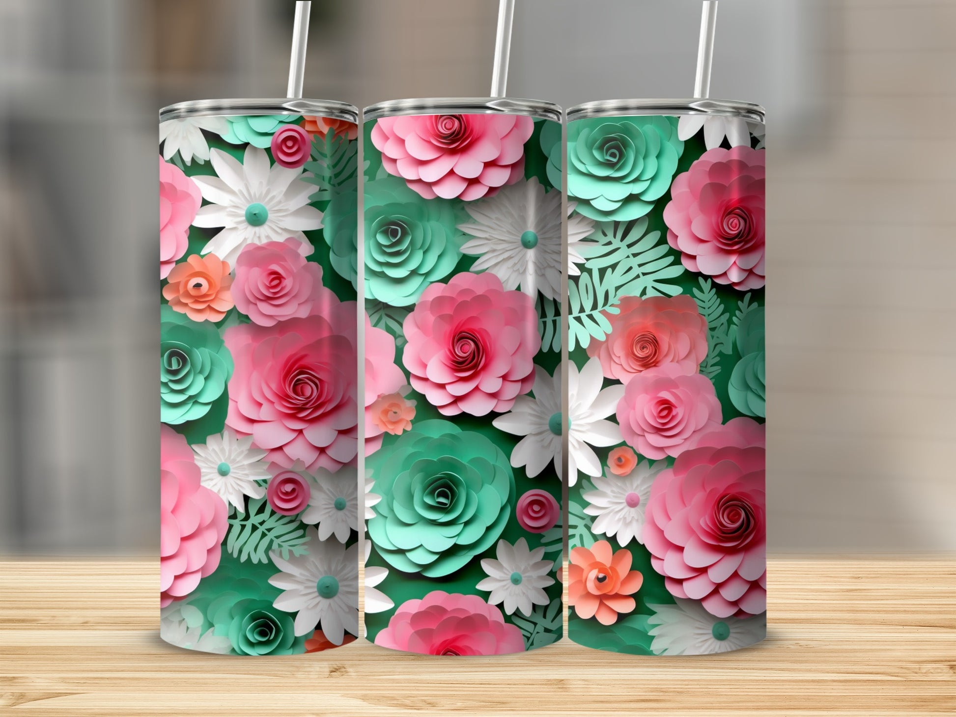 Vibrant Floral Pattern Insulated Travel Tumbler