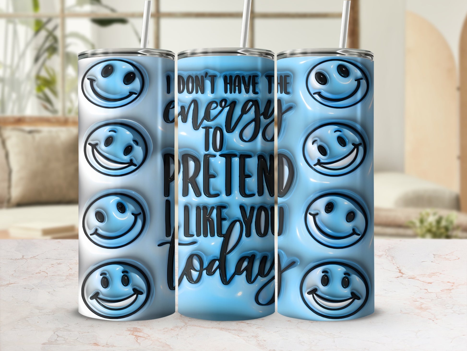 Blue Smiley Faces I Don't Have The Energy To Pretend product type
