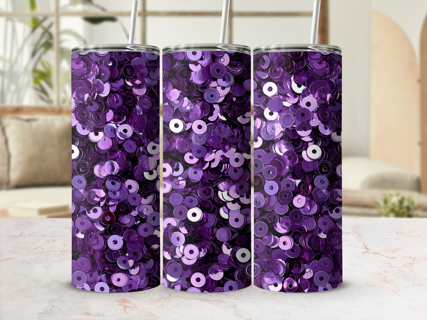 Purple Reflections On Sequins Pattern Design Tumblers