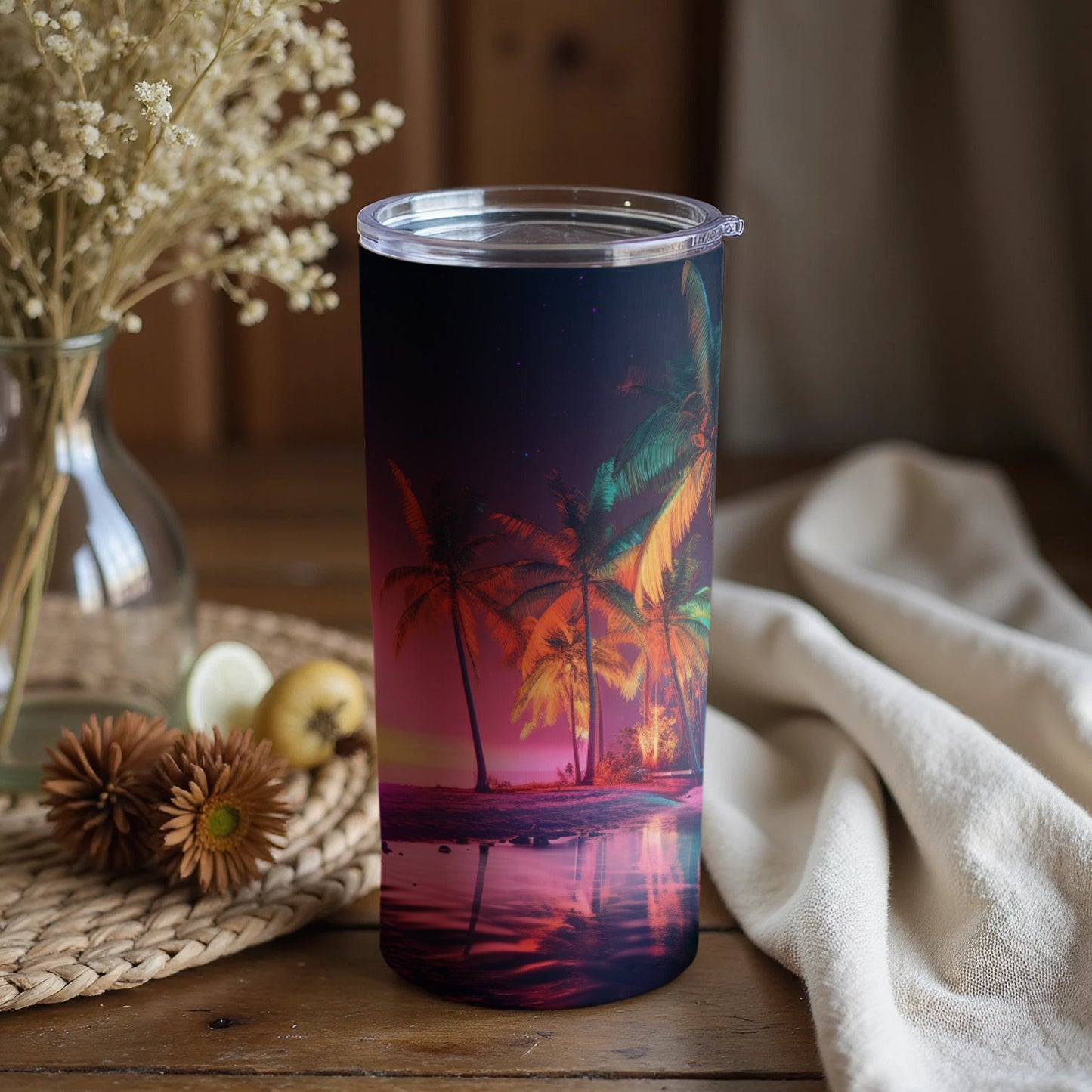 Sunset Tropical Paradise Design Tumbler