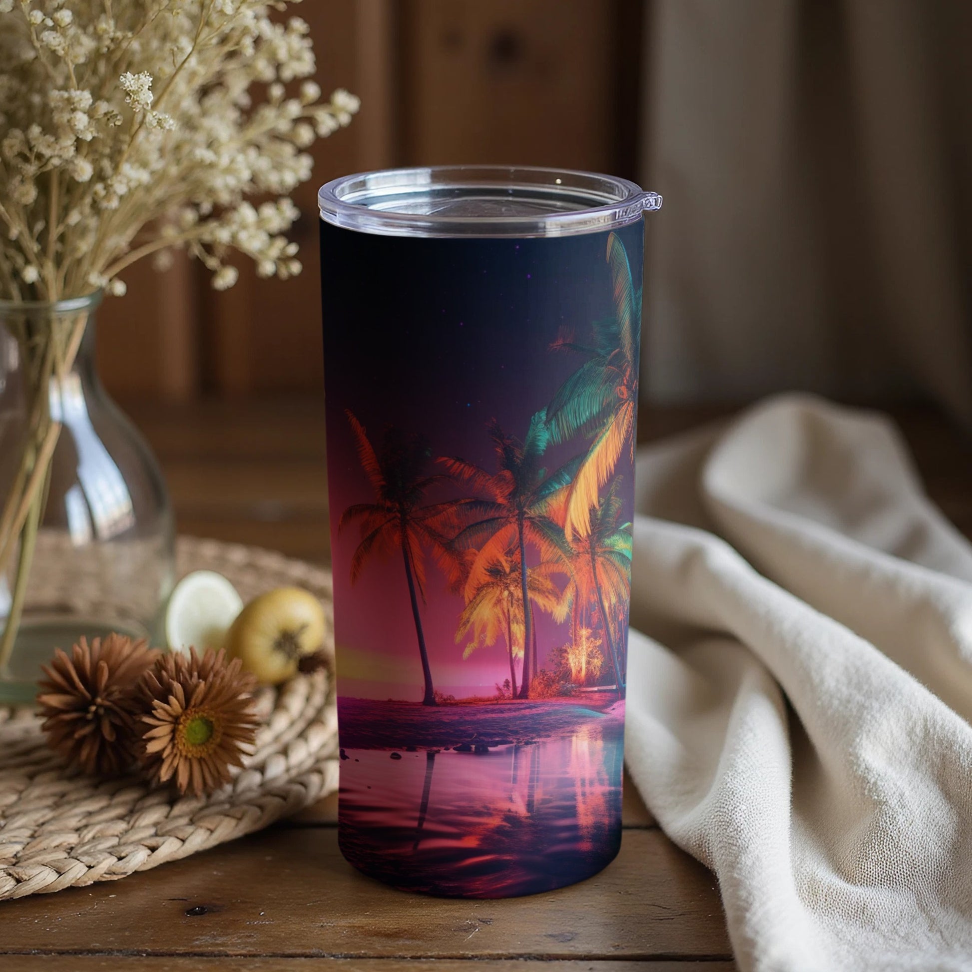Sunset Tropical Paradise Design Tumbler