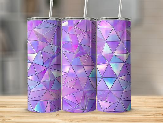 Abstract Purple And Blue Geometric Design On Tumblers