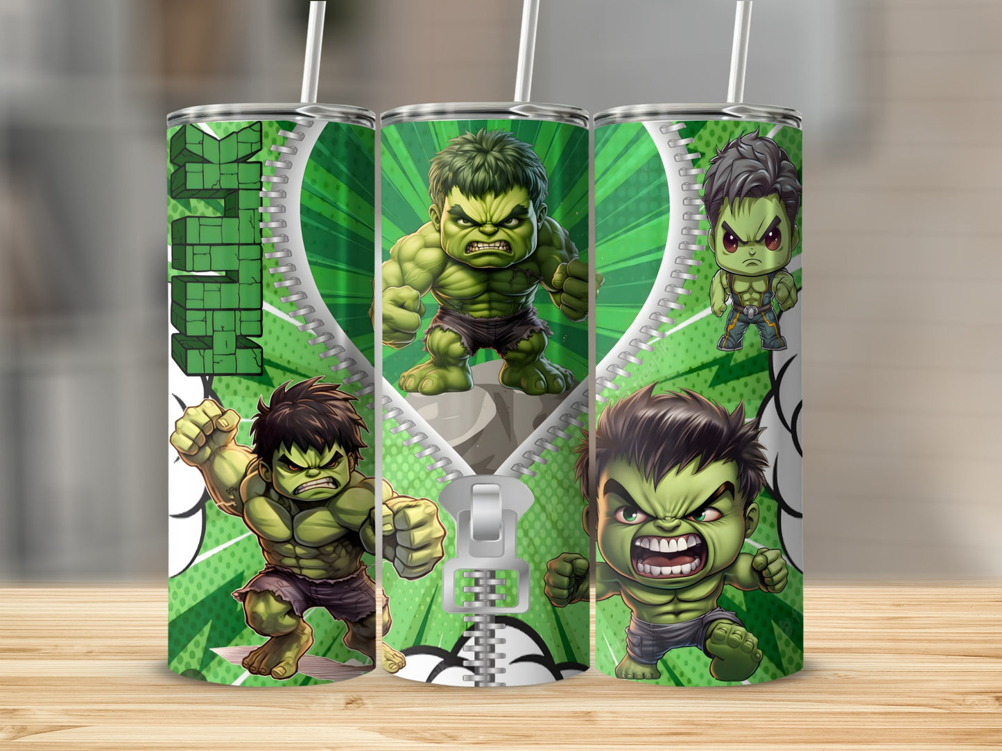 Cartoon Hulk Characters Green Design Tumbler Product