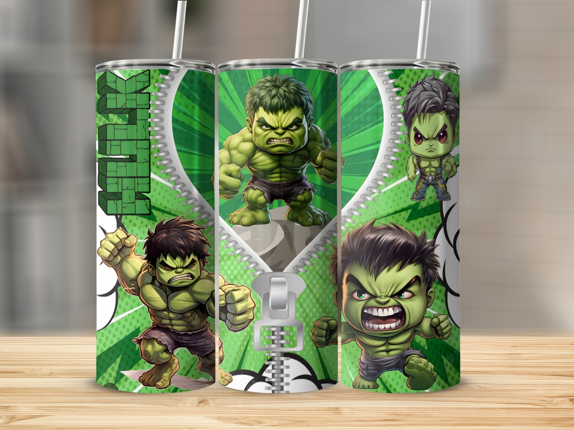 Cartoon Hulk Characters Green Design Tumbler Product