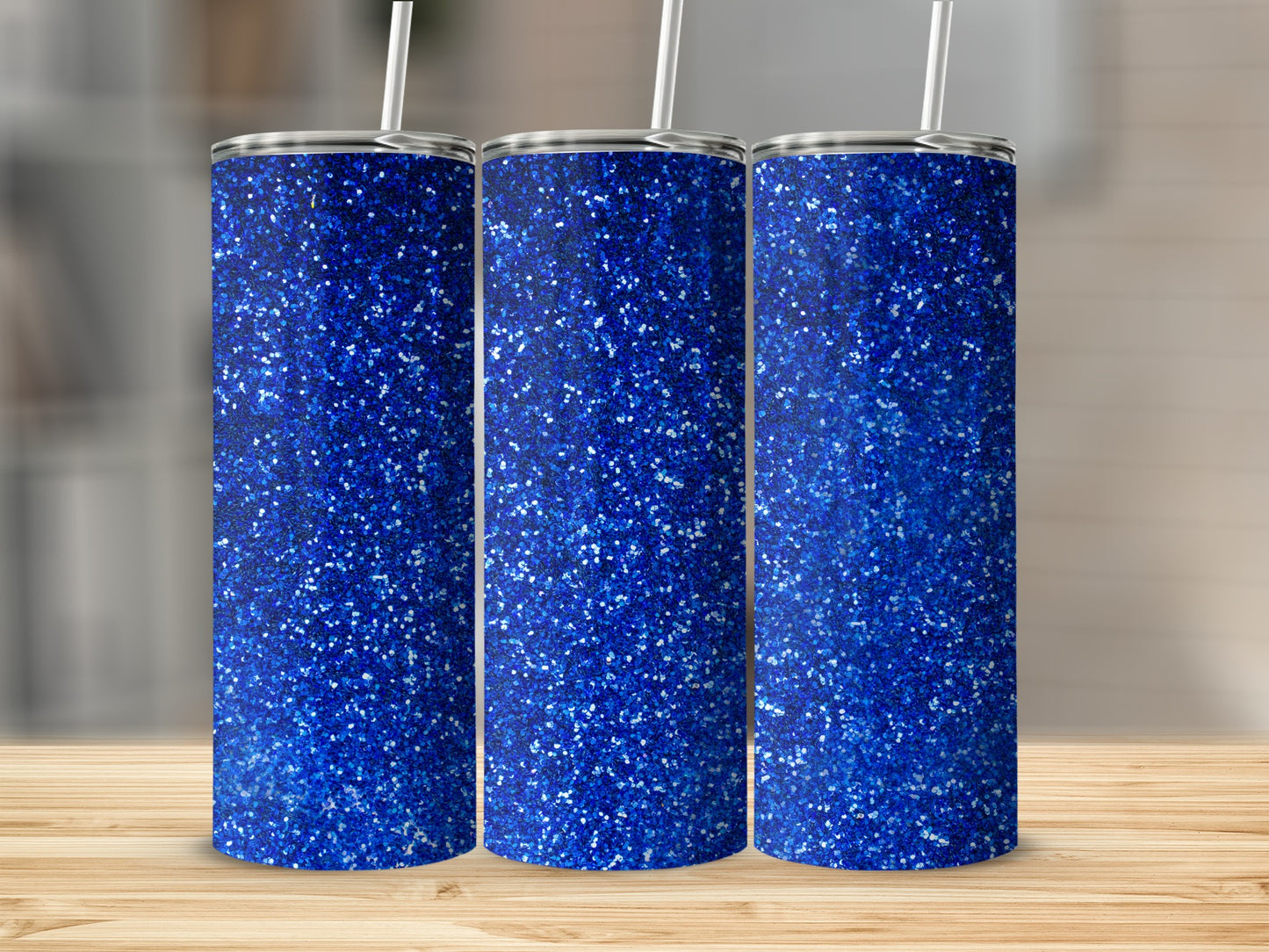 Sparkling Deep Blue Glitter Design Tumbler Product