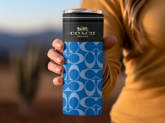Coach New York Blue Patterned Insulated Tumbler Cup