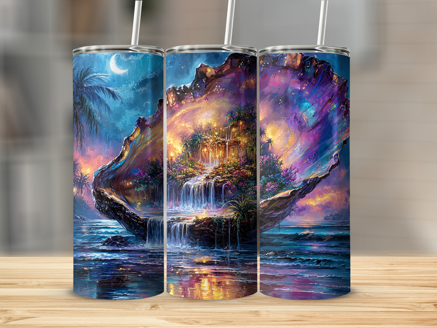 Tropical Island Waterfalls Light Up Tumblers