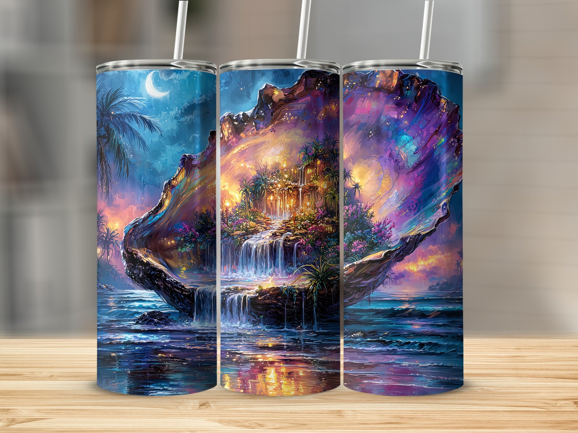 Tropical Island Waterfalls Light Up Tumblers