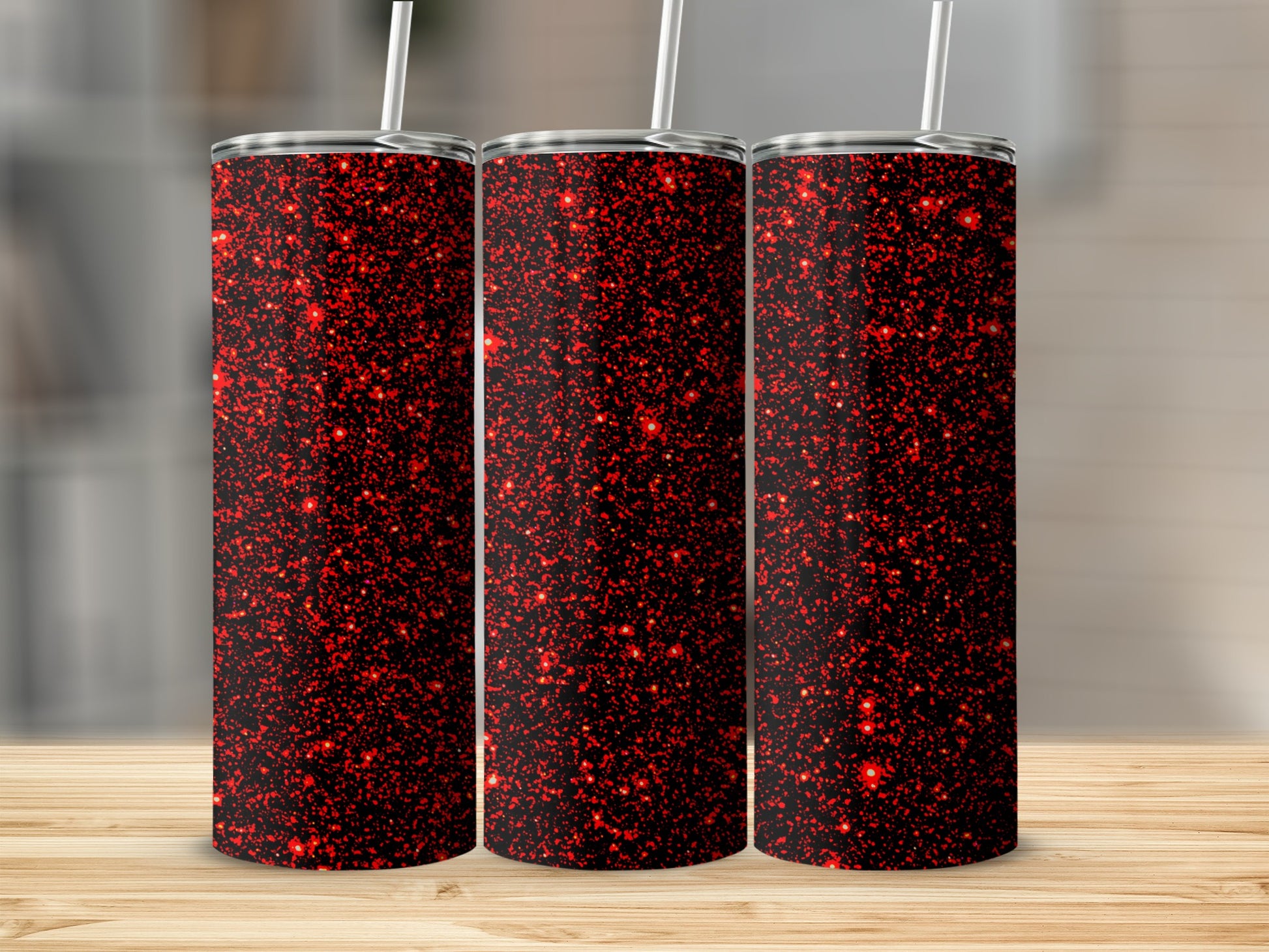Sparkly Black and Red Glitter Tumbler Product