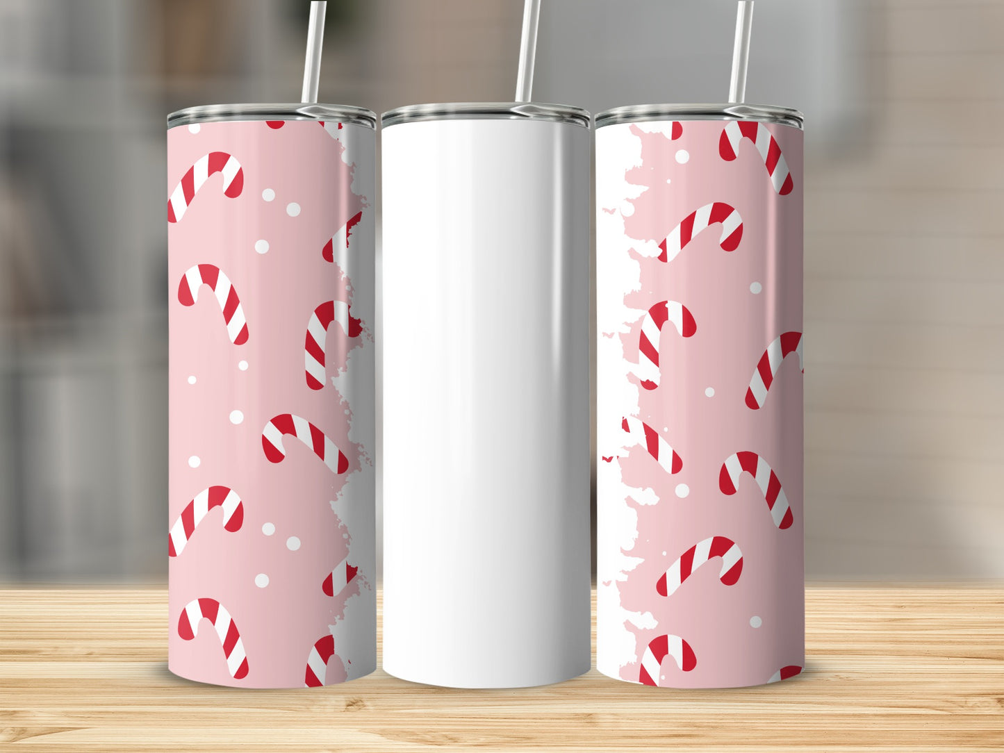 Candy Cane and Polka Dot Themed Tumbler Product