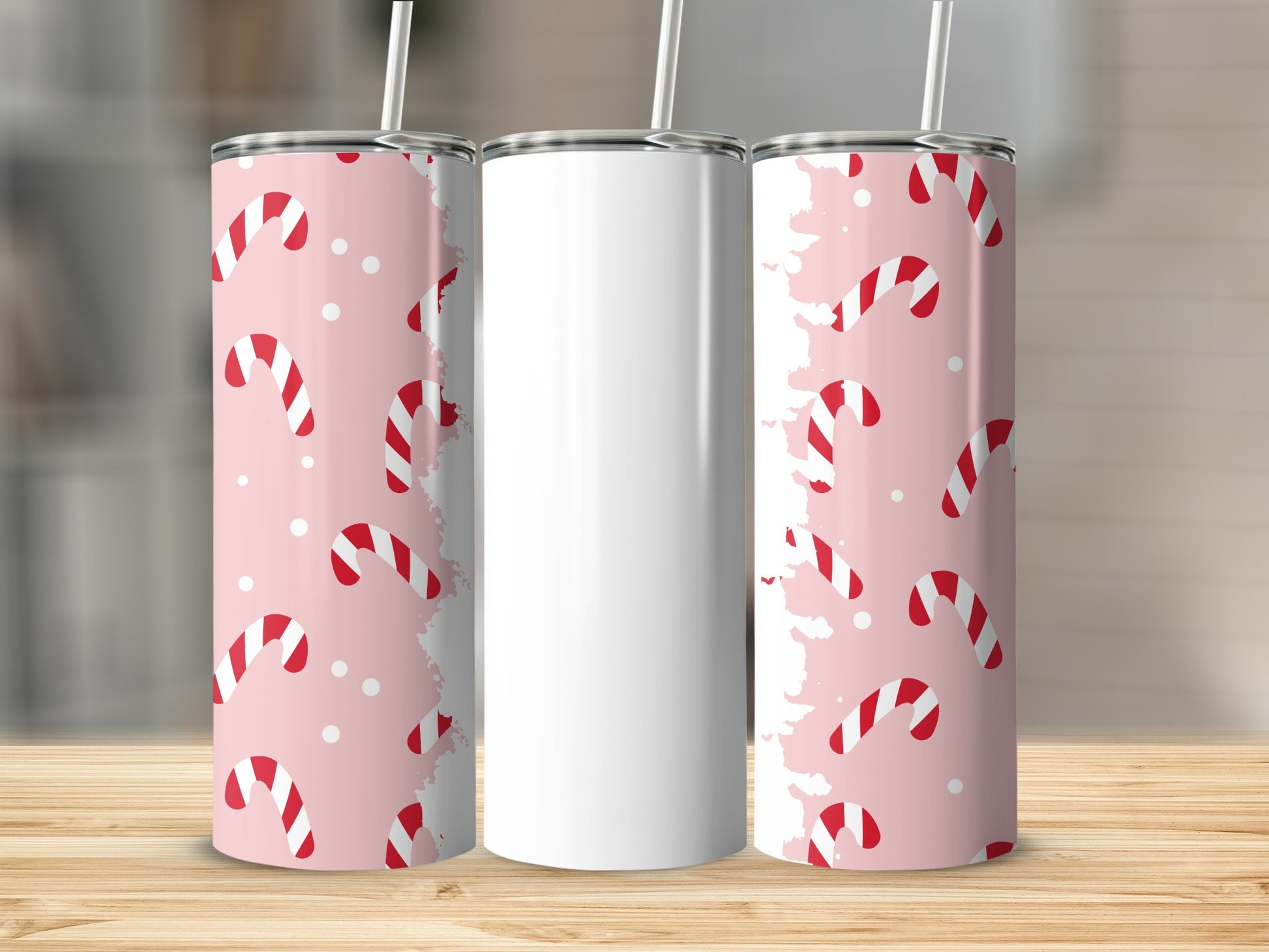 Candy Cane and Polka Dot Themed Tumbler Product