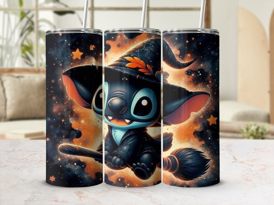 Cute Witch Creature Tumbler with Stars Design Drinkware