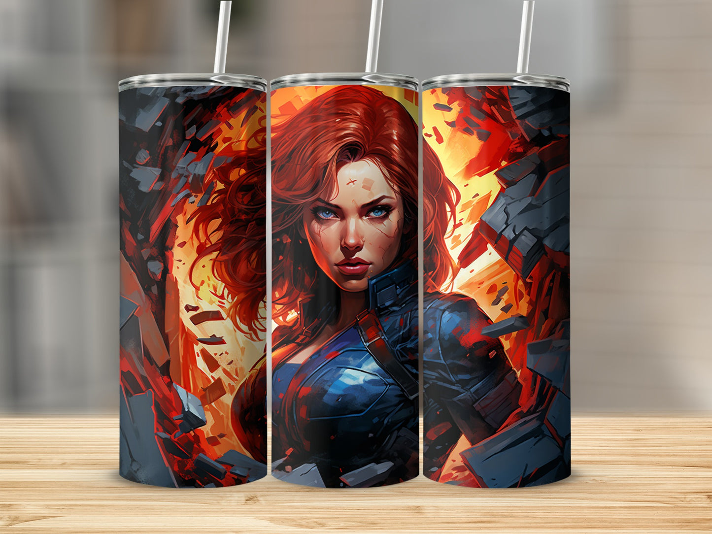 Vibrant Female Superhero Design Insulated Tumbler
