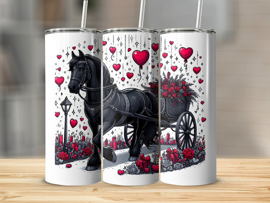 Horse and Heart Art Tumbler with Floral Decor