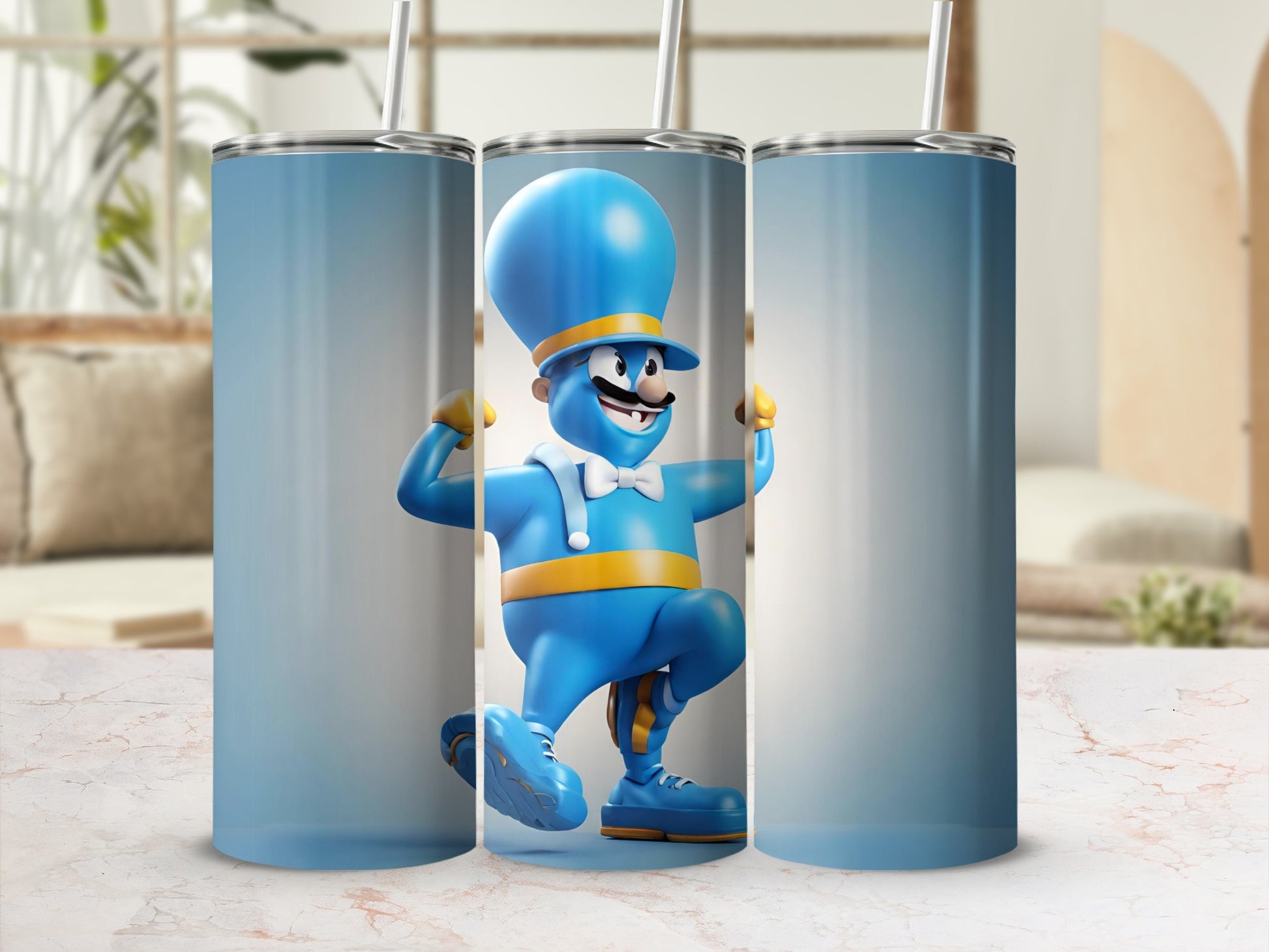 Blue Cartoon Character Double-Walled 20oz Tumbler