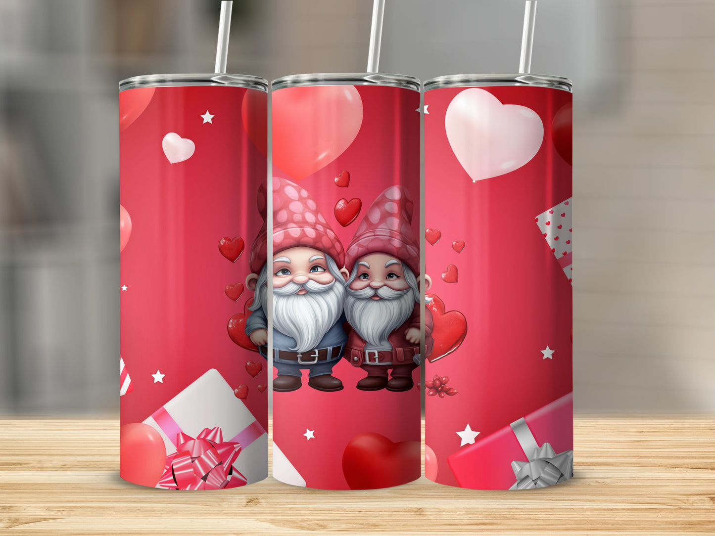 Valentines Love Gnomes Stainless Steel Tumbler